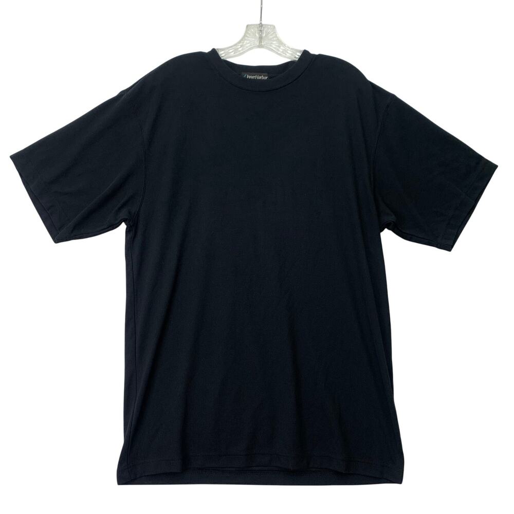 VTG Inner Harbor Mens Large Black Ribbed Silky Soft Crew Short Sleeve Tee Shirt